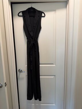 Lovely Day Black Sleeveless Jumpsuit with Tie Belt